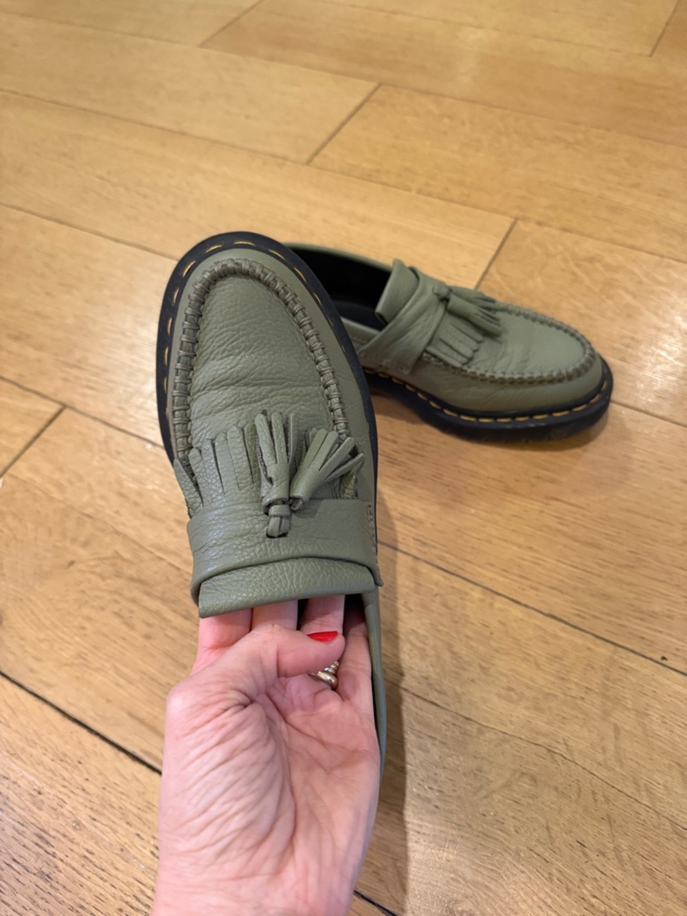 Dr. Martens Olive Green Tassel Moccasin Loafers - Picture 4 of 5